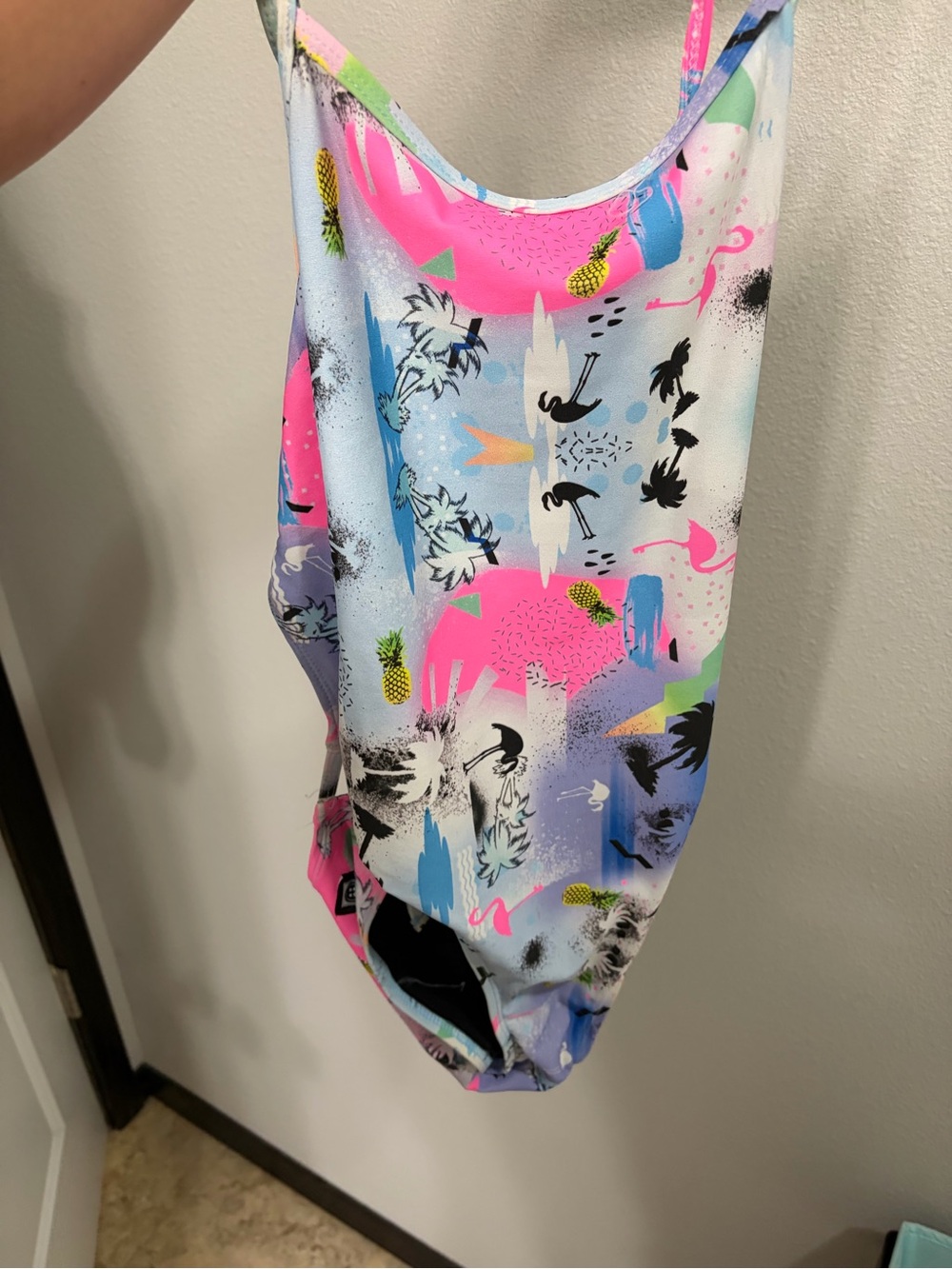 Jolyn Clothing Neon Pink & Blue Tropical One-Piece Swimsuit